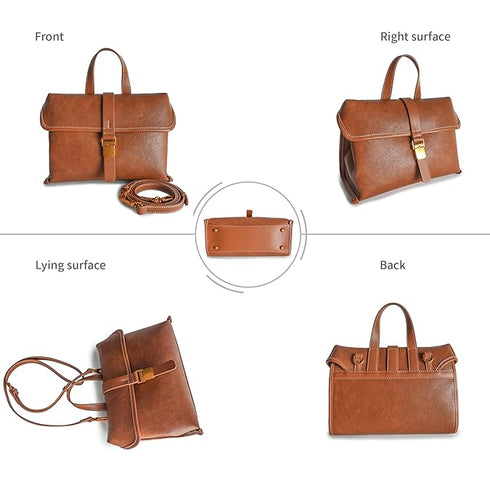 GELANNI – Handle Bag for Women & Girls, Premium PU Backpack Handbag with Bottom Rivet, Comes with Adjustable & Detachable Strap, An Ideal Gift for Female - Brown